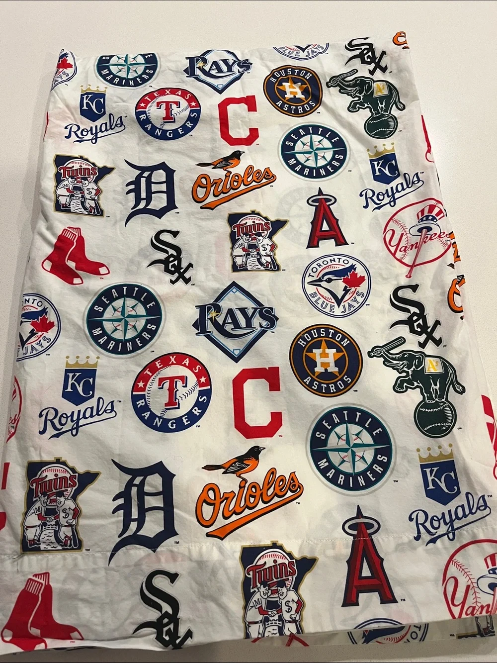 Pottery Barn Kids White MLB Twin Flat Sheet